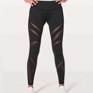LULULEMON Wunder Under Black Hi-Rise Tight Leggings *Mesh 28” size 8
